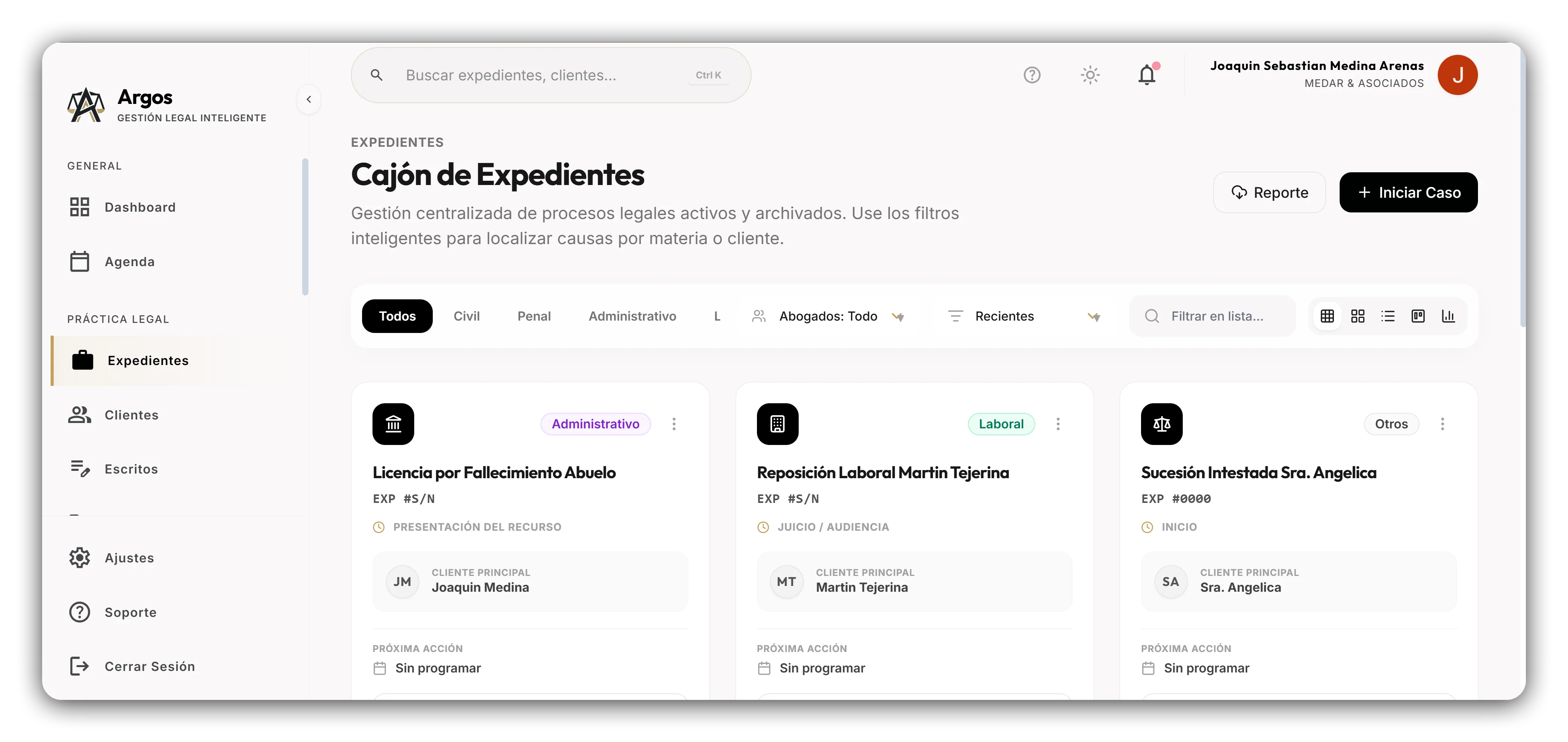 Gestión centralizada de expedientes de ArgosLex